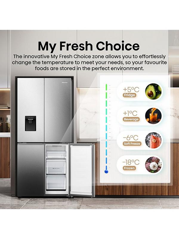 Hisense PureFlat Slim RQ5P470SMIE Total No Frost American Fridge Freezer with My Fresh Choice zone - Stainless Steel - Image 5